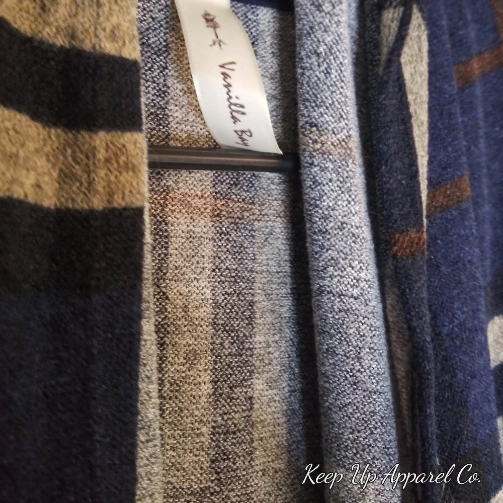 Plaid Elbow Patch Sweater Cardigan - Picture 7 of 10